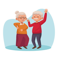 Canvas Print - old couple dancing active seniors characters