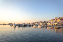 View Of A Beautiful Sunrise In The Harbor Of Ibiza