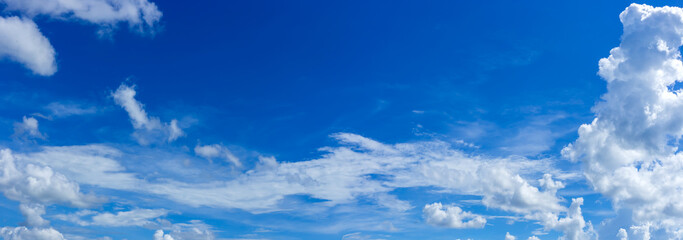 Wall Mural - Panorama blue sky with tiny clouds.