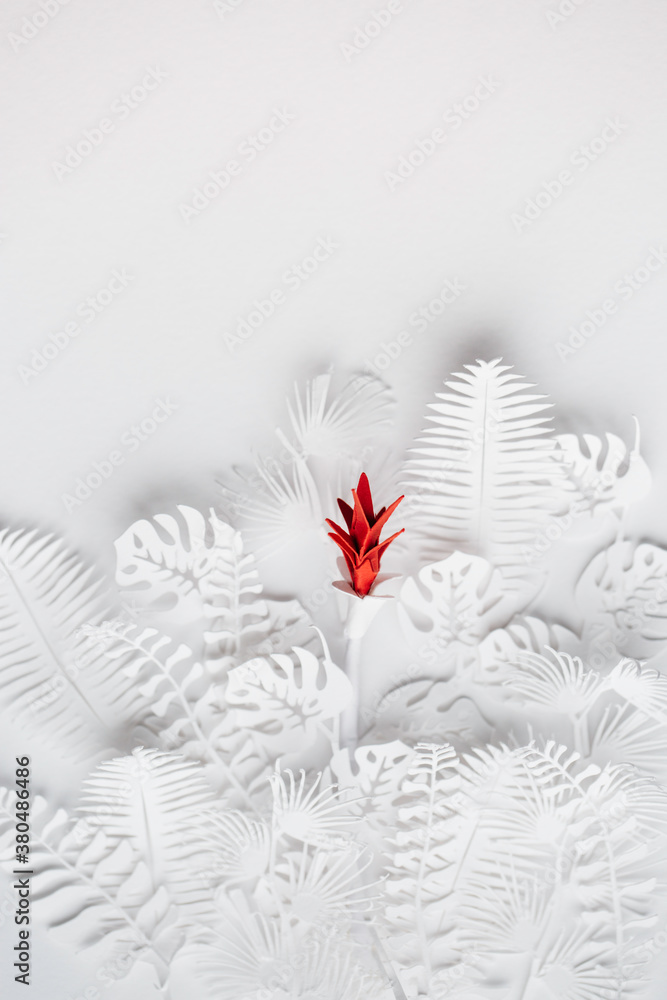 Conceptual idea of a red flower appearing in the middle of colorless ...