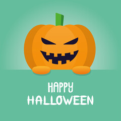 Sticker - halloween pumpkin with lettering poster