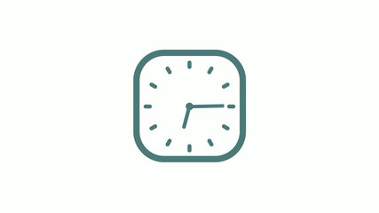 Beautiful square cyan gray counting down 12 hours clock icon on white background