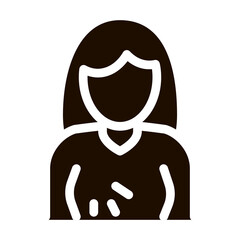 Wall Mural - Breast Swelling Symptomp Of Pregnancy glyph icon Sign. Woman Silhouette With Bust Sensitivity, Symptomp Of Pregnancy Pictogram. Diagnosis Of Future Mother Monochrome Illustration