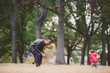© Lauren Naefe/Stocksy - Dad and son playing in the park