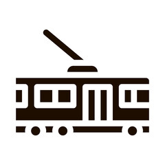 Poster - Public Transport Trolley Bus Vector Sign Icon. Electrical Electrobus Trolley Bus, Urban Passenger Transport Pictogram. City Transportation Passage Service Contour Monochrome Illustration