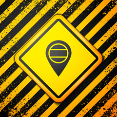 Wall Mural - Black Location Russia icon isolated on yellow background. Navigation, pointer, location, map, gps, direction, place, compass, search concept Warning sign Vector illustration