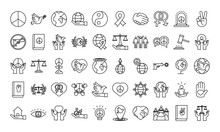 Bundle Of Fifty Human Rights Line Style Set Icons