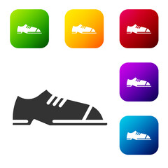 Canvas Print - Black Men shoes icon isolated on white background. Set icons in color square buttons. Vector.