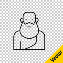 Poster - Black line Socrates icon isolated on transparent background. Sokrat ancient greek Athenes ancient philosophy. Vector.