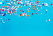Confetti On Blue Background, Color Background
