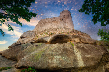 Wall Mural - Ruins of Chojnik Castle in Karkonosze mountains at sunset. Poland