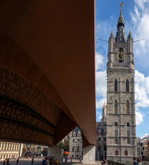 Ghent, Belgium: the (controversial) new city hall on the Emile Braun square in the historical city centre 