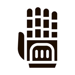 Sticker - Cyber Hand Artificial Intelligence glyph icon Sign . Artificial Intelligence Robot Detail Mechanic Arm Pictogram. Fingerprint, Microchip, Assembly Contour Illustration