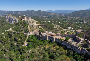 Wall Mural - Aerial image Xativa ancient spanish castle. Valencian Community, Spain