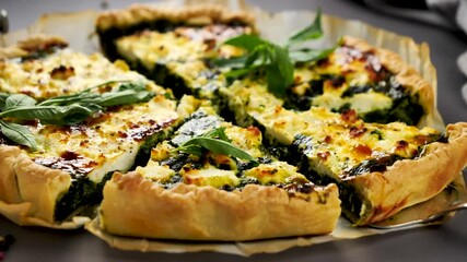 Wall Mural - spinach and feta cheese quiche