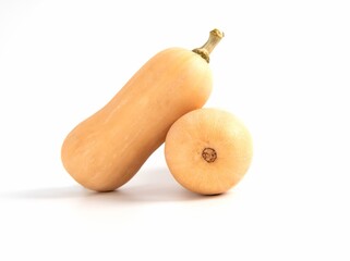 Fresh butternut squash isolated on white background. Healthy food