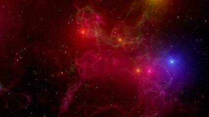 Sticker - Space Nebula neon red-violet background. 4k video moving stars space background. 3D animation