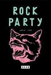 Wall Mural - Barking Dog rock music band world tour poster. Black t-shirt print with angry animal. vector illustration.