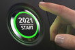 Button 2021 Start - LED grün - Hand