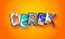 Derek Male Name, Colorful Letter Balloons Background