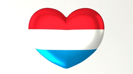 Wall Mural - Heart-shaped button pin 3d illustration render flag I love Luxembourg