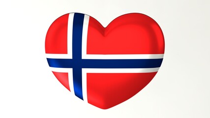 Wall Mural - Heart-shaped button pin 3d illustration render flag I love Norway