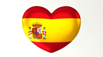 Wall Mural - Heart-shaped button pin 3d illustration render flag I love Spain