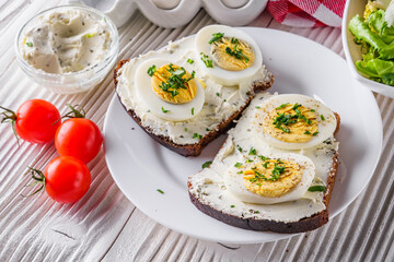 Wall Mural - delicious and nutritious cheese and boiled egg sandwich