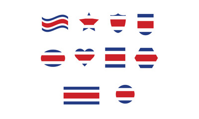 Wall Mural - Costa Rica flag set shape symbol vector illustration