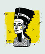 Creative geometric yellow style. Nefertiti.