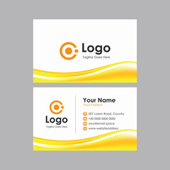 Sticker - abstract smooth blurry business card with yellow wavy mesh gradient design, professional stylish name card template vector