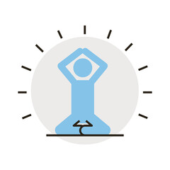 Sticker - human figure silhouette in lotus position line and fill style icon