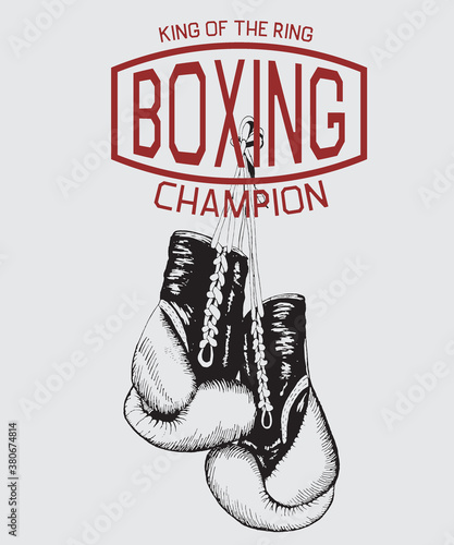 Dekoracja na wymiar  vintage-sportowe-logo-z-rekawicami-bokserskimi