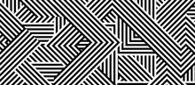 Seamless Abstract Pattern With Black White Striped Lines