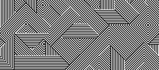 Canvas Print - Seamless abstract pattern with black white striped lines