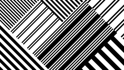 Seamless abstract pattern with black white striped lines