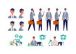 © SHIROKUMA-DESIGN - Set of masked businessman in different poses. Concept for teleworking.