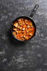 Wall Mural - Stewed chicken livers in frying pan