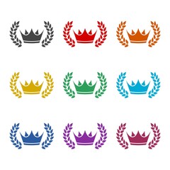 Poster - Crown and Laurel Wreath icon, color set