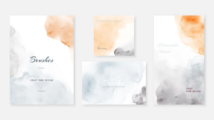Creative abstract template background set with pastel watercolor stain