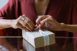 © VeaVea/Stocksy - Woman wrapping Christmas gifts indoor