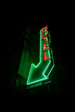 Hotel Neon Sign At Night