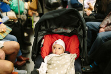Baby On Stroller In The Subway