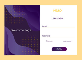 Colorful pre-registration page layout. Log in to your personal account on the website or in the application.
Enter login and password. Registration and login button. Website interface elements. Vector