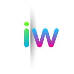 Initial Letter IW Lowercase Logo green, pink and Blue, Modern and Simple Logo Design.