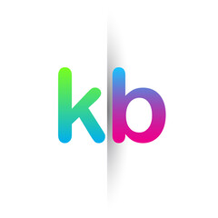 Initial Letter KB Lowercase Logo green, pink and Blue, Modern and Simple Logo Design.