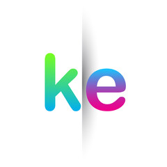 Initial Letter KE Lowercase Logo green, pink and Blue, Modern and Simple Logo Design.