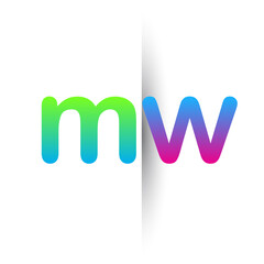 Initial Letter MW Lowercase Logo green, pink and Blue, Modern and Simple Logo Design.