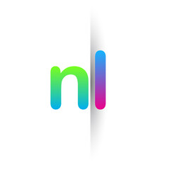 Initial Letter NL Lowercase Logo green, pink and Blue, Modern and Simple Logo Design.