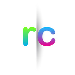 Initial Letter RC Lowercase Logo green, pink and Blue, Modern and Simple Logo Design.